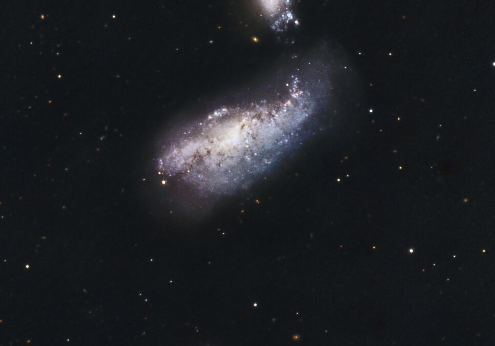 Two interacting galaxies, picture of January of the Observatori Asrtronòmic del Montsec