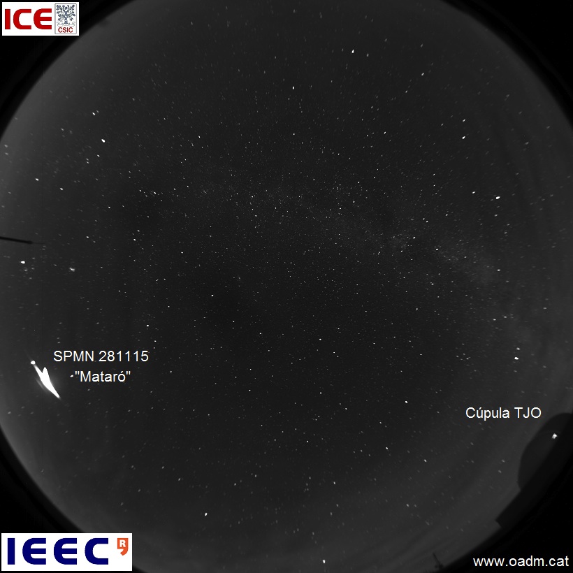 The Observatori Astronòmic del Montsec of IEEC reconstructs the trajectory of the ‘great fireball Mataro’ last Saturday November 28