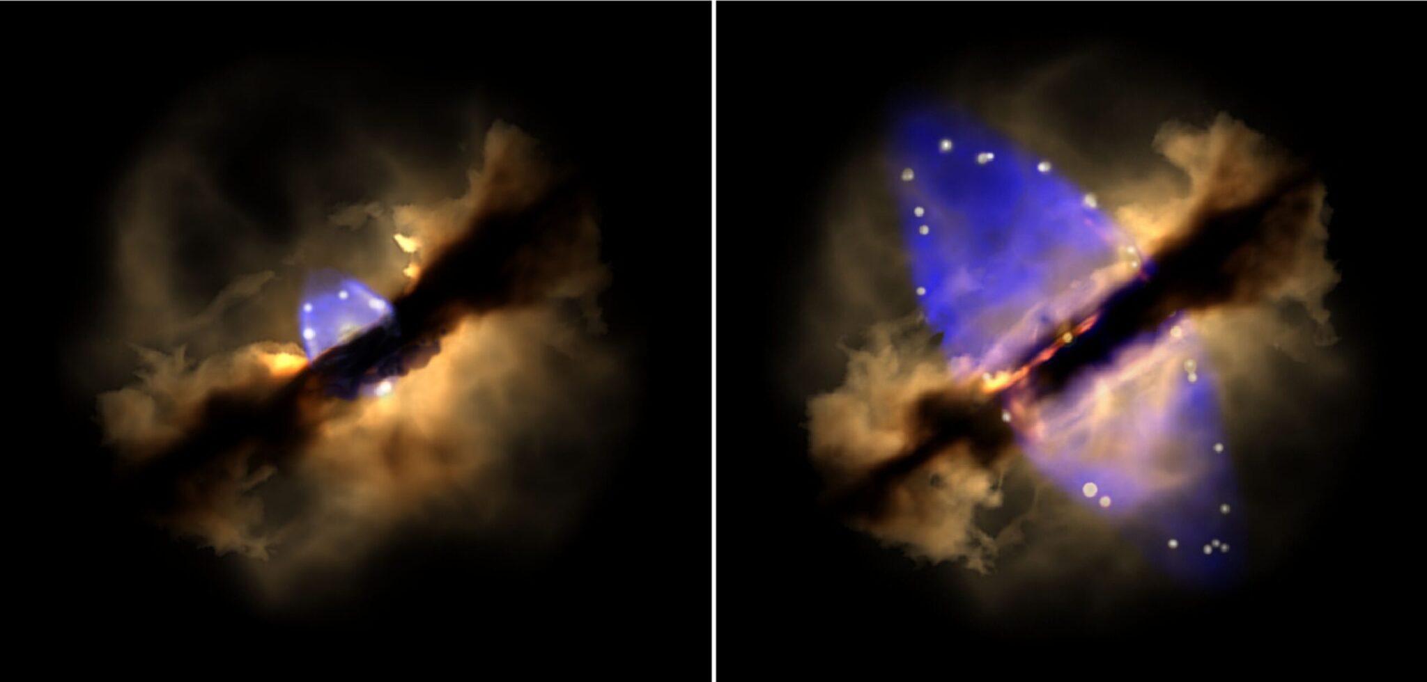 Observed the formation of a stellar jet in real time