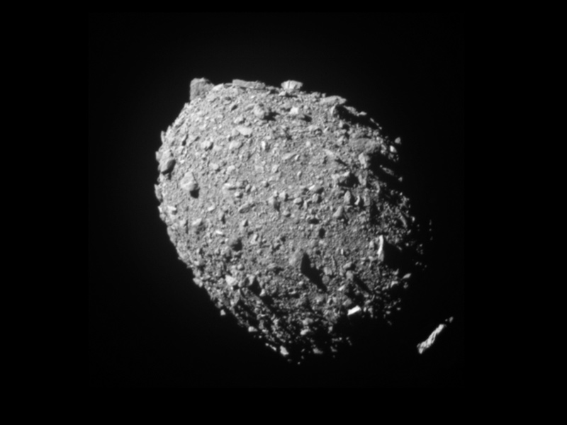 The collision of the DART probe with the asteroid Dimorphos resulted in the ejection of more than five million kilos of material