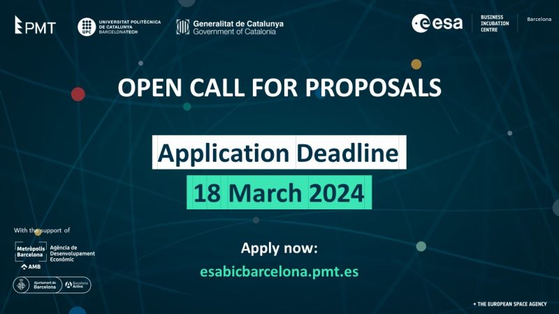 The process to select 6 new startups in the space sector to be incubated by ESA BIC Barcelona in 2024 is now open