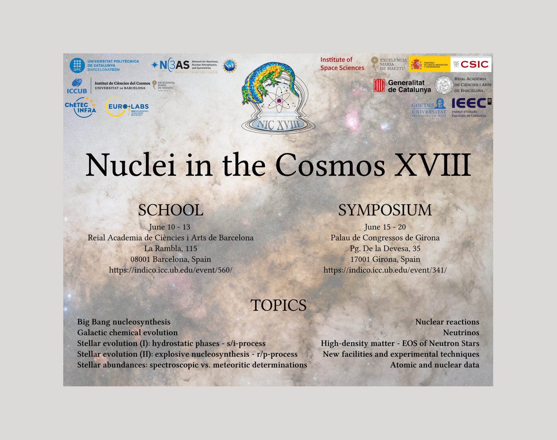 International Symposium on Nuclei in the Cosmos XVIII - IEEC